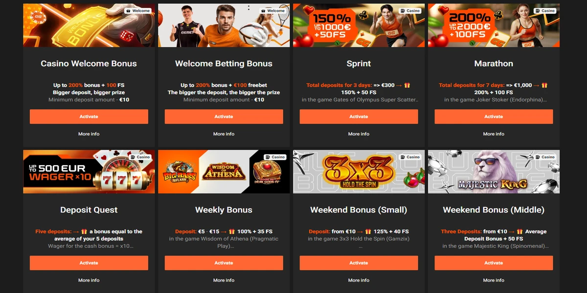 Velkomstbonus og kampagner hos GGBET Casino og Sportsbetting